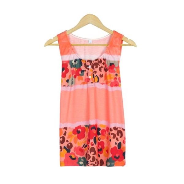 Chic Print V-Neck Sleeveless Top