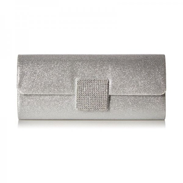 DAZZLING BLING RHINESTONE WEDDING EVENING PARTY CLUTCH HANDBAG PURSE - SILVER