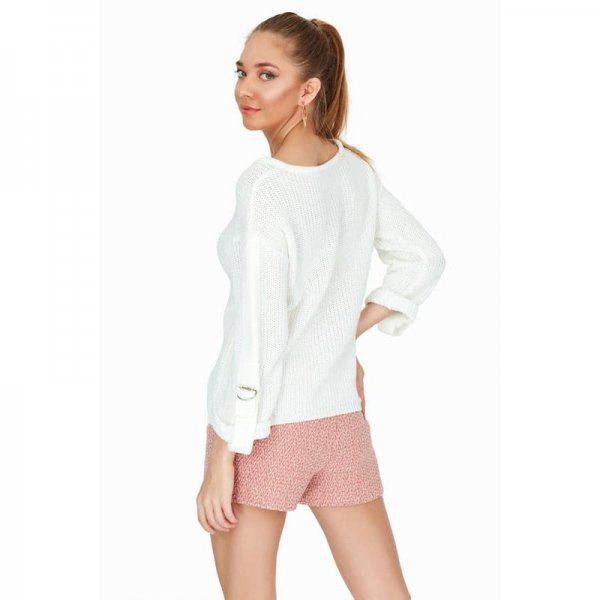 Ivory D Ring Tab Sleeve Jumper