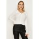 Ivory V Neck Short Rib Cardi