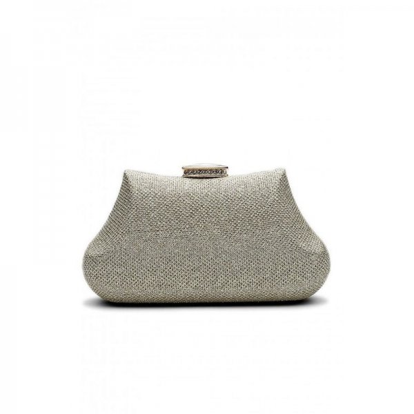 WOMEN CLUTCH PURSE HARD CASE SHINY EVENING BAG GLITTER HANDBAG WITH CHAIN STRAP - GOLD