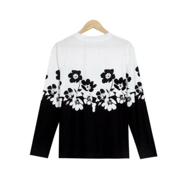 Stylish Print Round Neck Long Sleeve Top