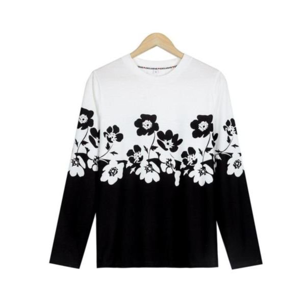 Stylish Print Round Neck Long Sleeve Top