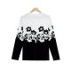 Stylish Print Round Neck Long Sleeve Top