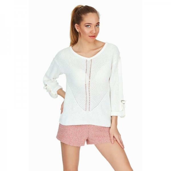 Ivory D Ring Tab Sleeve Jumper