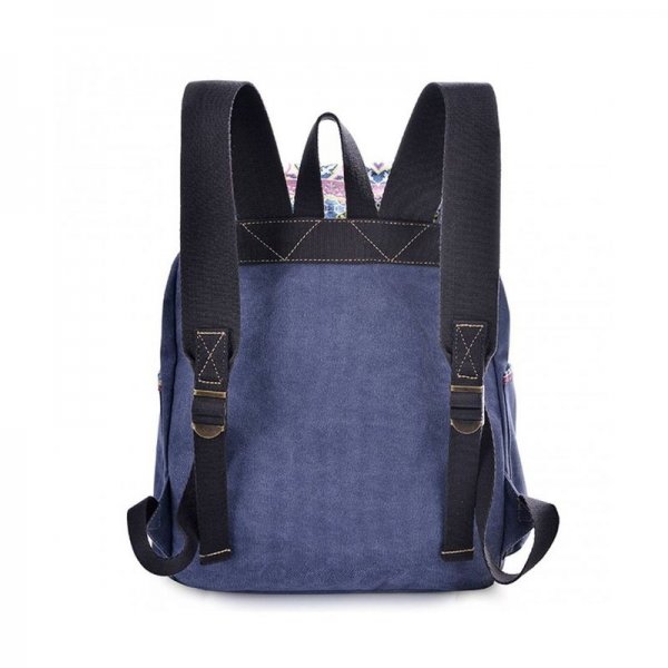 WOMEN FLORAL PRINT CASUAL CANVAS BACKPACK RUCKSACK CUTE SCHOOL BACKPACK - BLUE