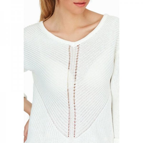 Ivory D Ring Tab Sleeve Jumper