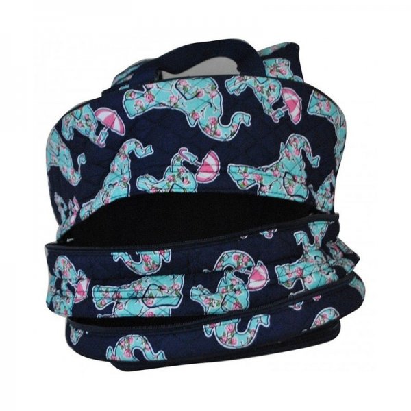 QUILTED LARGE SCHOOL BACKPACK - SEA TURTLE ANCHOR-NAVY