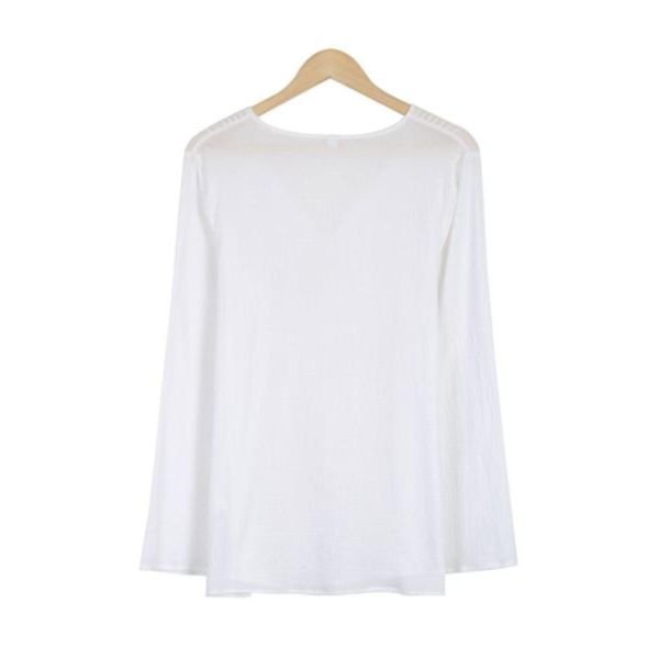 Comfy V-Neck Long Sleeve White Top
